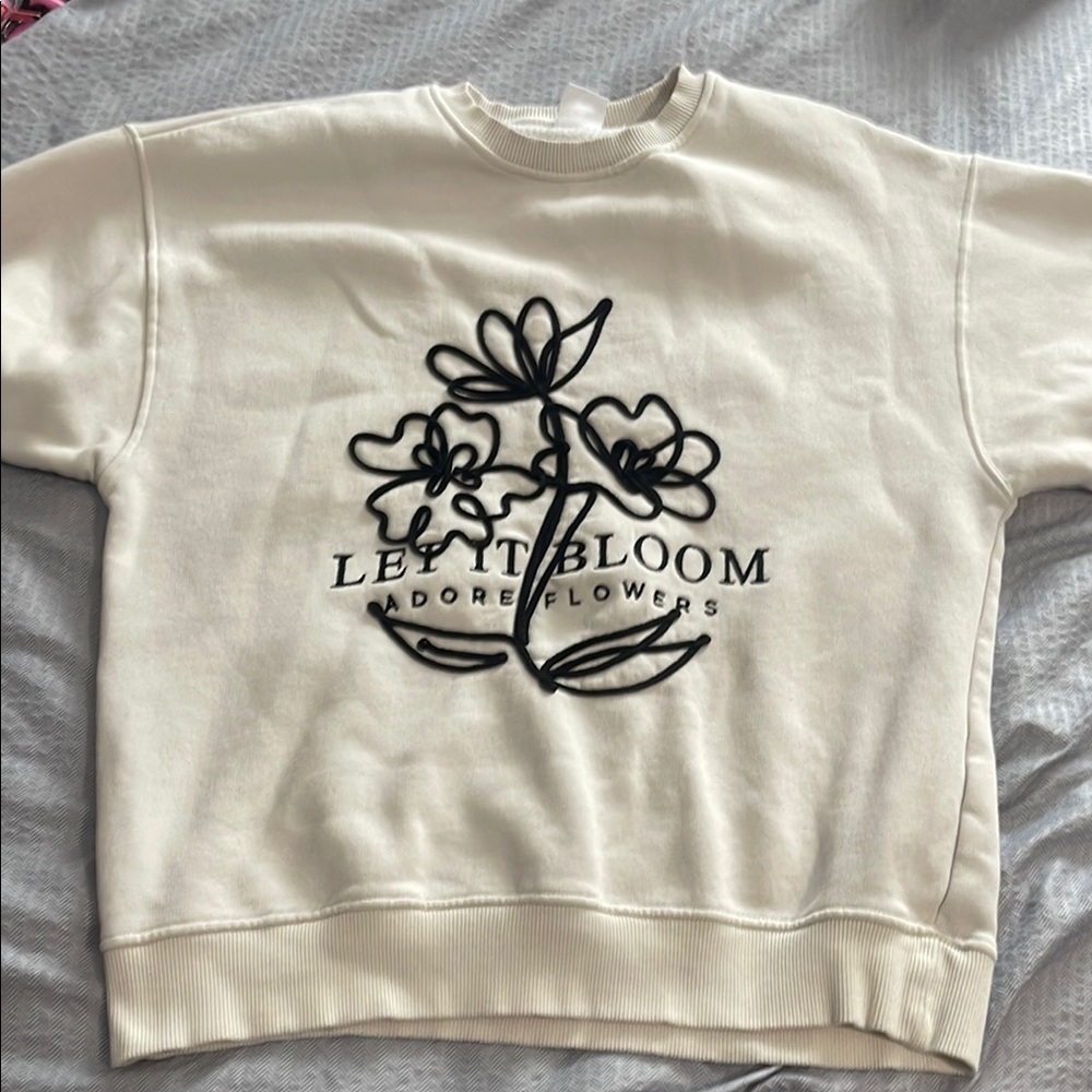 Zara Cream Ribbed Sweatshirt